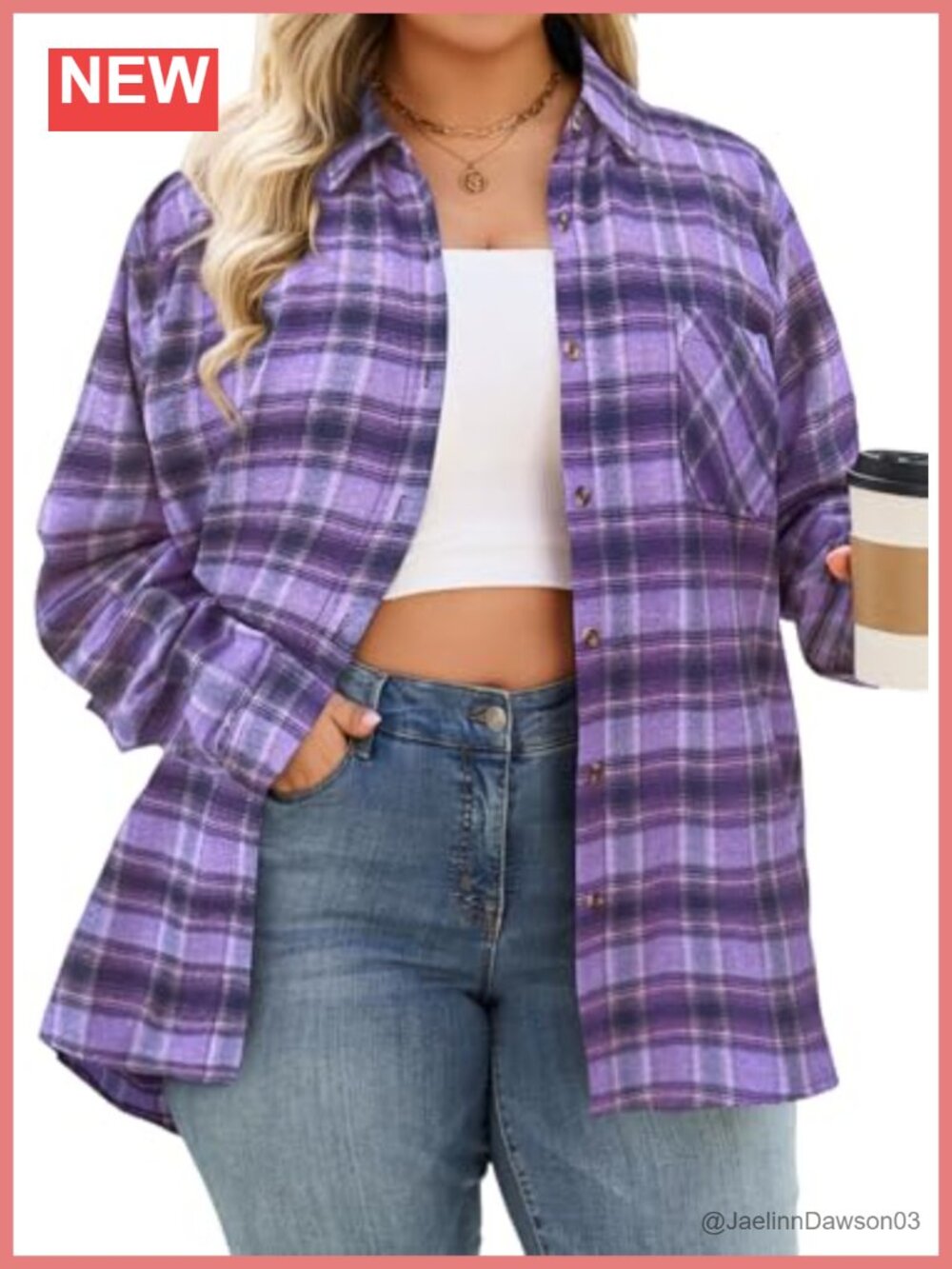 Womens Flannel Plaid Button Down Shirt Long Sleeve Cotton Blend